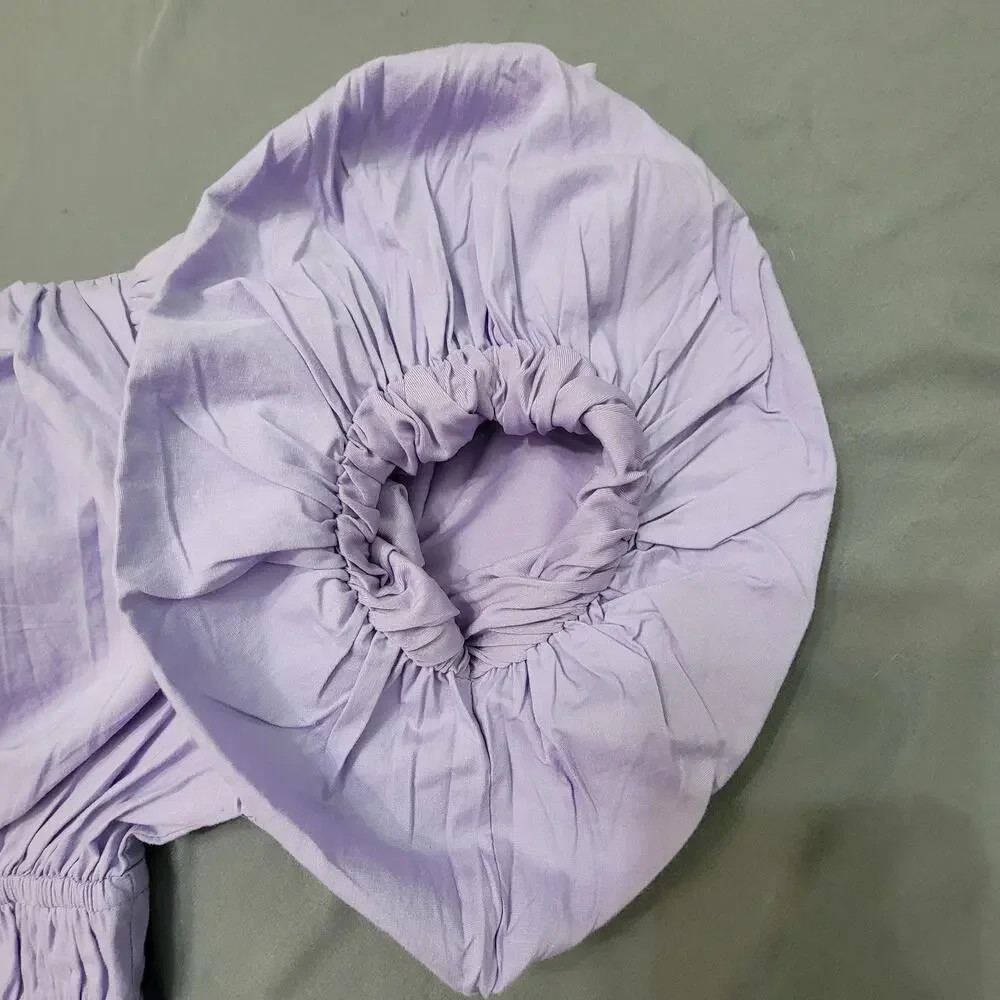 Japna Lilac Puff Sleeve Prairie Babydoll Mini Dress Cottagecore Small
